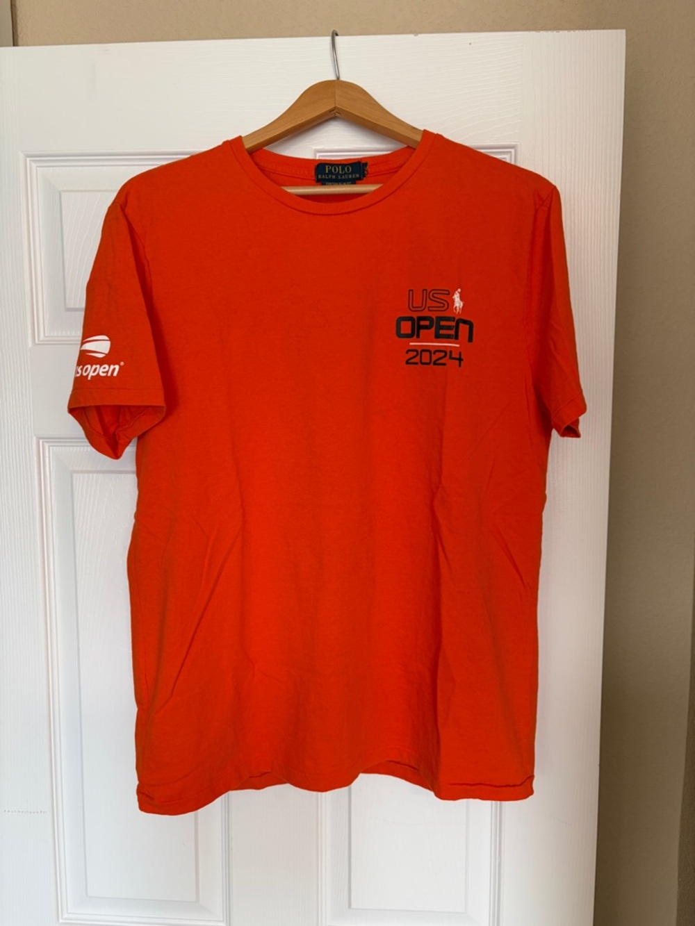 Polo Ralph Lauren US Open 2024 T-Shirt Size Medium Tennis Slim Fit Orange V10